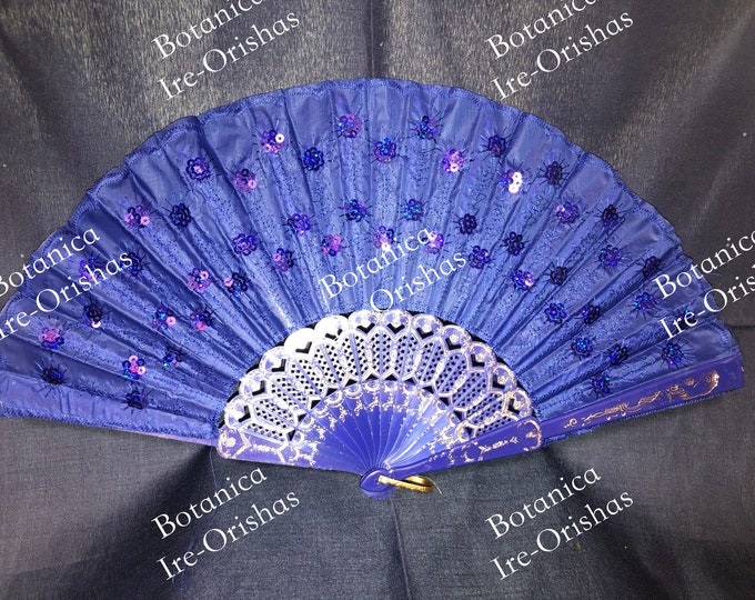 12 ABANICO, fan Azul para Yemaya religion yoruba ifa santeria