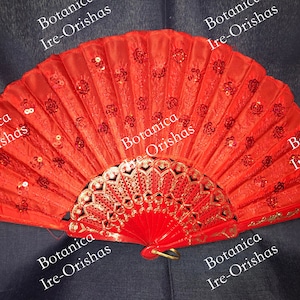 Abanico Fan rojo red para Shango Chango religion yoruba ifa santeria