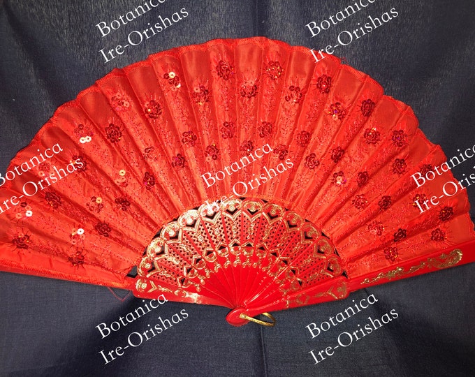 12 Abanico Fan rojo red para Shango Chango religion yoruba ifa santeria