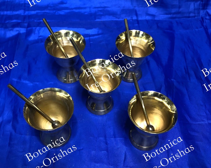 Juego set de 5 Morteros, Mortero de bronze mortar Oshun  religion ifa santeria