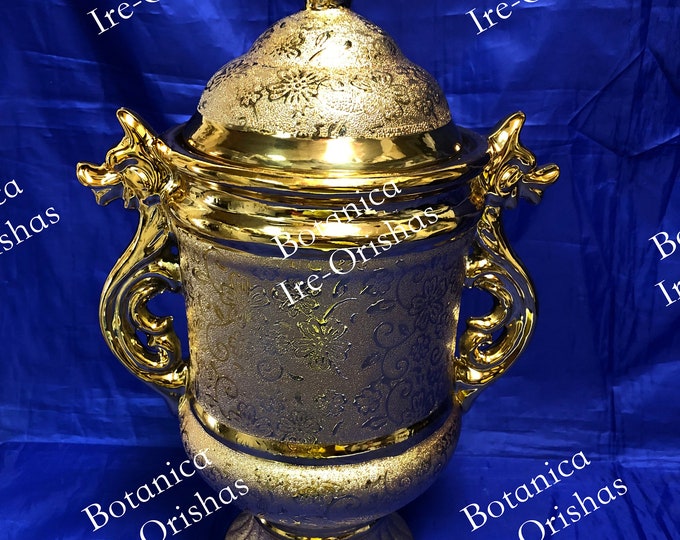 Sopera Tureen tinaja de Oshun Ochun Gold dorada religion yoruba ifa santeria