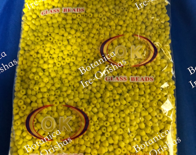 Beads Cuentas yellow amarilla 4mm 1-lbs religion yoruba santeria PALO