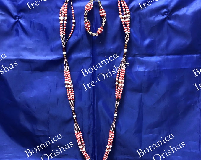 Collar cabecero  e Ide Idde Shango Chango fino cristal yoruba santeria orula