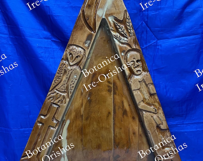 Tablero de Ozain Osain triangular opon trigiangle religion yoruba ifa Santeria