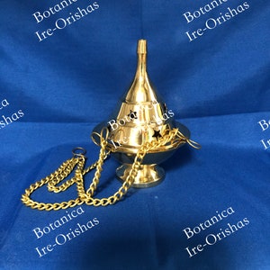 CARVED BRASS HANGING incense burner quemador de incienso sahumerio