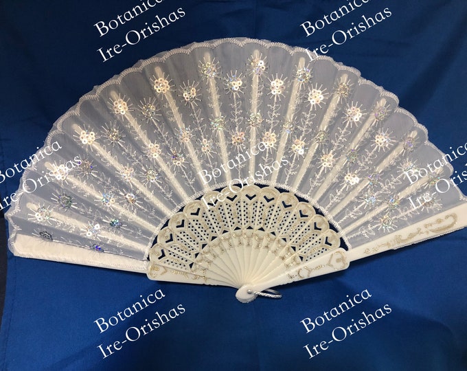 12 Abanico Fan para Obatala Obbatala White/Blanco IFA RELIGION YORUBA