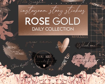 80+ INSTAGRAM STORY AUFKLEBER || Rose Gold Daily Collection | Instagram Story Stickers | Story Stickers Paket | Story Elemente | Insta Pack