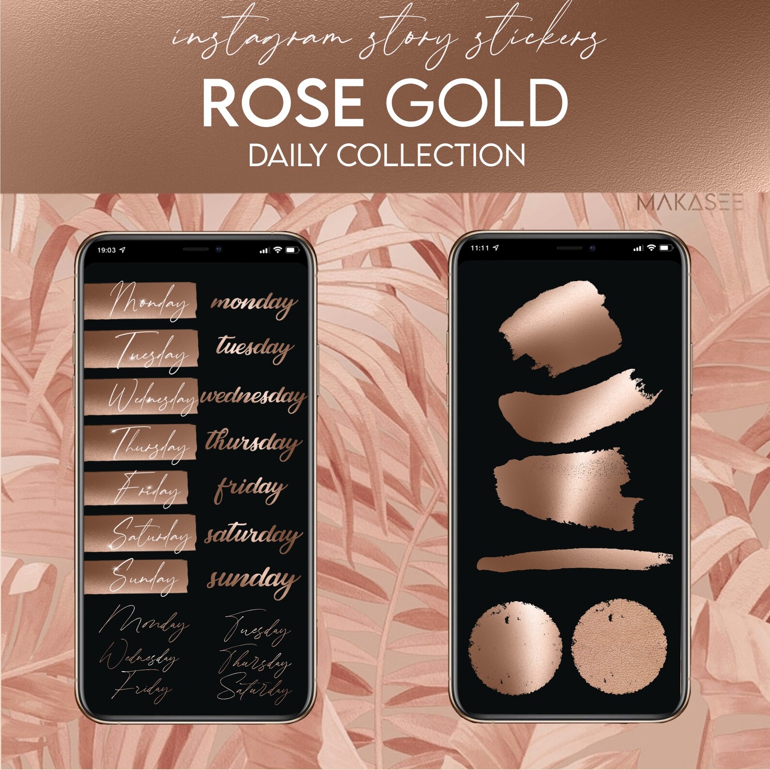 80 ROSE GOLD STICKERS Rose Gold Daily Collection Instagram Story