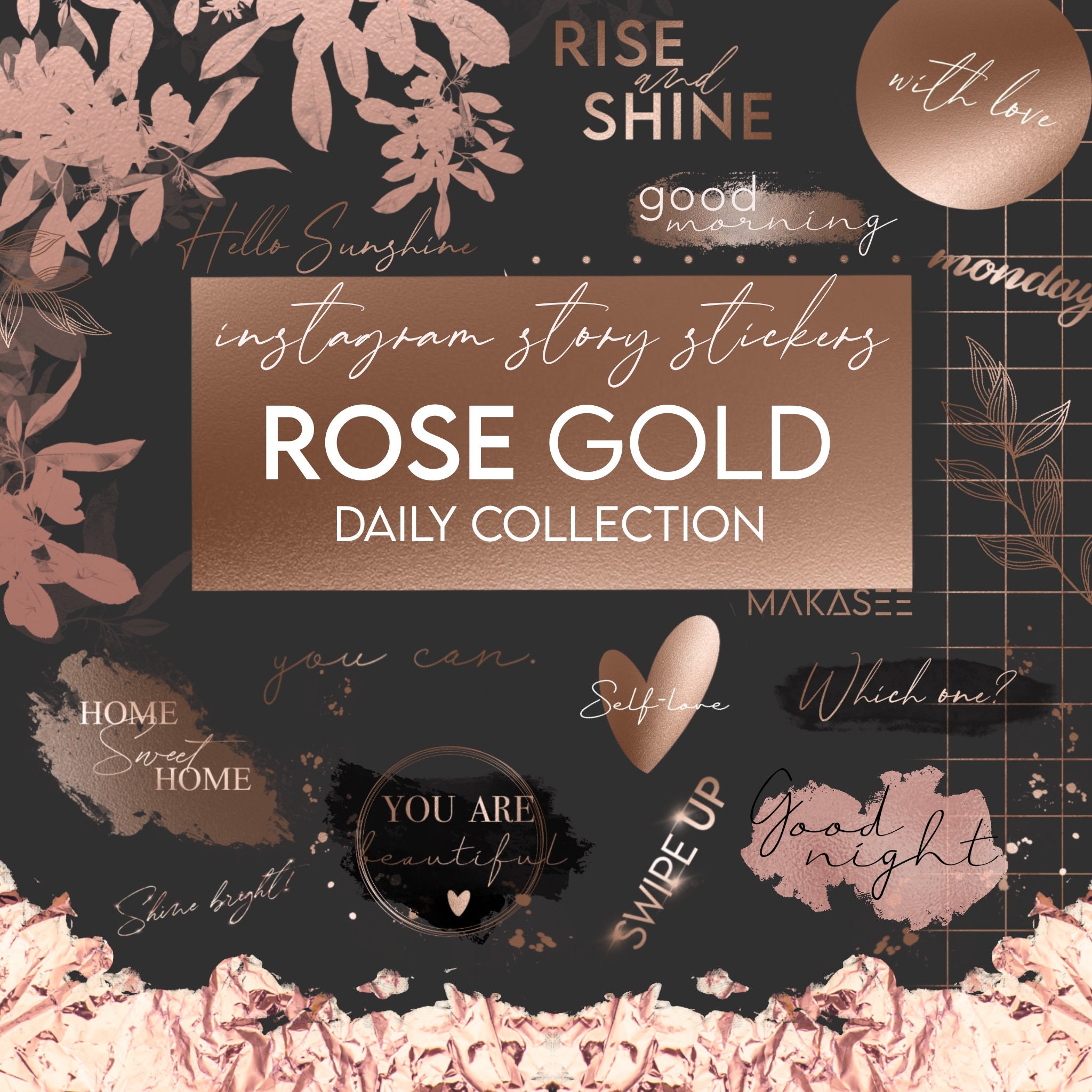 80 ROSE GOLD STICKERS Rose Gold Daily Collection Instagram Story