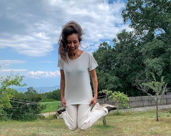 Hemp Blend T-Shirt, Organic Cotton Short Sleeve Top, Sustainable Fashion | Elastic