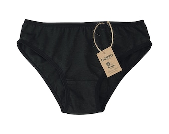 Woman Help Panties, Organic Cotton Hipster Briefs for Her, Sustainable Natural Black Woman Underwear