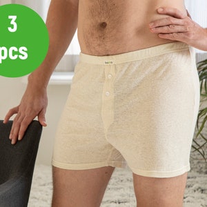 3 Pack Hemp Boxers for Man, Natural Color Organic Cotton Boxer Briefs, Sustainable Pure Hemp & Cotton Underwear