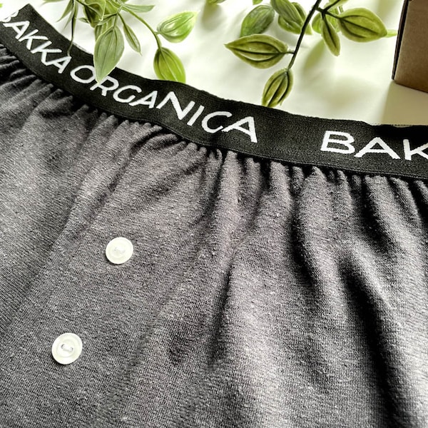 Hemp Underwear, Black Waist Band Boxers, men, underpants, boxer shorts, Gift for him, Zero waste, undies, sustainable clothing, Eco