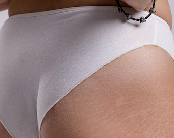 White Hemp Hipster Panties, Organic Cotton Underwear
