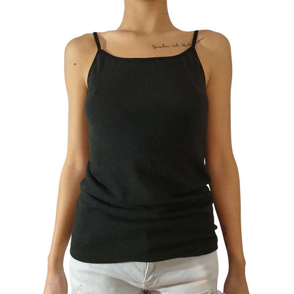 Thin Strap Hemp Tank Top for Woman, Organic Cotton Basic Summer Top for Her, Sustainable Underwear