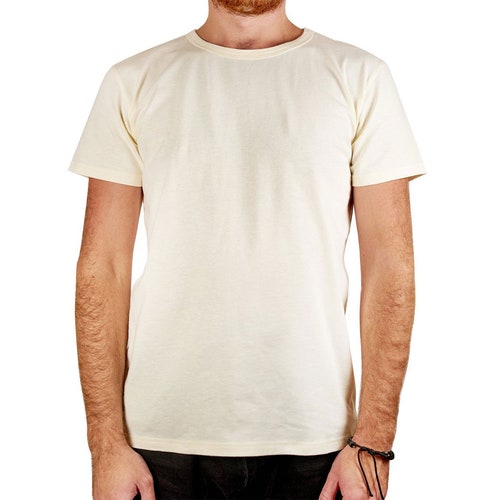 Man Basic Hemp T Shirt, Organic Cotton White Top for Him, Summer Lounge Casual Breathable Hemp Clothes