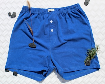 Bokserki Blue Hemp: mieszanka bawełny organicznej, bielizna ekologiczna