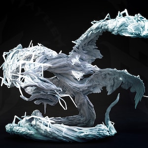 Lightning Storm Mist Dragon Gargantuan/Huge Resin Printed D&D Miniature Dungeons and Dragons Pathfinder Mini Monster Mayhem Display Tabletop