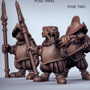 Badger Mercenary Spears 28mm or 32mm Miniatures Resin Printed Dungeons and Dragons, Pathfinder, Tabletop for Display or Redwall style DSL