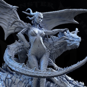Sexy Tiamat Queen of Chaos Avatar 3D Resin Printed Miniature Dungeons and Dragons Pathfinder Tabletop Mini Monster Mayhem for Display or RPG