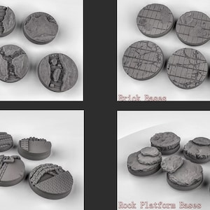 Assorted 25mm 32mm and 40mm Bases for D&D Miniatures Dungeons and Dragons, Pathfinder, Tabletop Various Styles for 28mm Gaming Role Playing