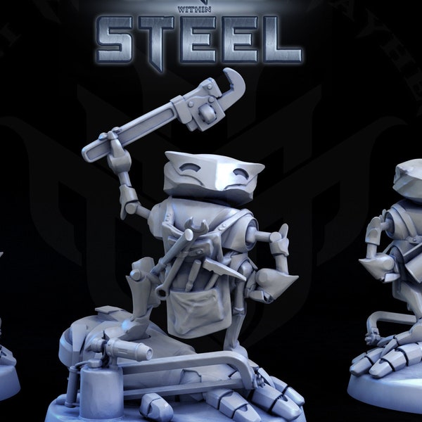 Argent Builder Robot Helper Construct Printed Resin Miniatures D&D Dungeons and Dragons DnD Pathfinder, Tabletop for Display or Role Playing