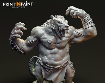 Rat Ogre Large 28mm and 32mm D&D Miniature 3D Resin Printed Dungeons and Dragons, Pathfinder, Fantasy Tabletop RPG Display Print'N Paint