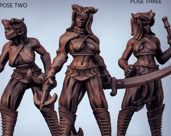 Tiefling Female Armed Rogue - 3D Printed Miniatures - D&D DnD Dungeons and Dragons Character, Fantasy, Tabletop - for Display Role Playing