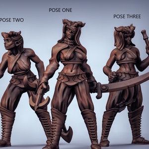 Tiefling Female Armed Rogue - 3D Printed Miniatures - D&D DnD Dungeons and Dragons Character, Fantasy, Tabletop - for Display Role Playing