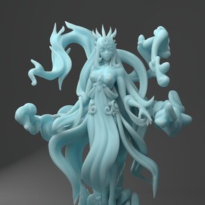 Sexy Genasi Queen W/Spells D&D 3D Resin Printed 28mm Miniature Dungeons and Dragons DnD Pathfinder Tabletop Twin Goddess Display or RPG