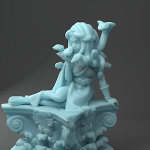 Cute Medusa Greek Snake Gorgo  D&D 3D Resin Printed 28mm Miniature Dungeons and Dragons DnD Pathfinder Tabletop Twin Goddess Display or RPG