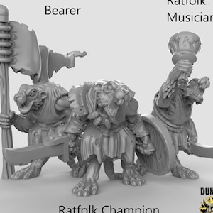 Skaven Ratfolk Command Troops 28mm or 32mm D&D 3D Printed Miniatures - Dungeons and Dragons, Pathfinder, Tabletop, Fantasy for Display RPG