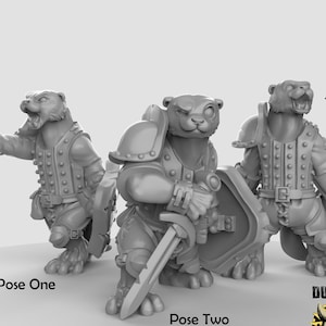 Otter Sword Fighters 28mm or 32mm Miniatures 3D Resin Printed Dungeons and Dragons, Pathfinder, Tabletop for Display or Redwall style RPG