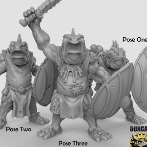 Kua Toa Sword Fighters Resin Miniature D&D Dungeons and Dragons DnD Pathfinder Duncan "Shadow" Louca Tabletop Display or RPG Sea Creatures