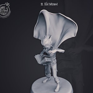 Young Child Apprentice &quot;Kid Wizard&quot; D&D Resin Printed 32mm 28mm Miniature Dungeons and Dragons Pathfinder Tabletop Display Cast N Play