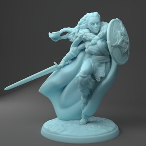 Shield Maiden Warrior Viking D&D 3D Resin Printed 28mm Miniature Dungeons and Dragons DnD Pathfinder Tabletop Twin Goddess Display or RPG