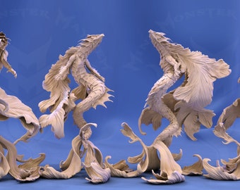 Koi Underwater Sea Dragon 28mm 3D Resin Printed Miniature D&D Dungeons and Dragons Pathfinder Tabletop Mini Monster Mayhem for Display/RPG