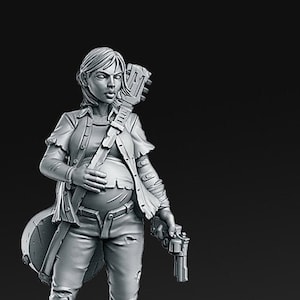 Apocalyptic Pregnant Female &quot;Juno&quot; Resin Miniature Wasteland 28mm 32mm DND Pathfinder Tabletop Games RN Estudio
