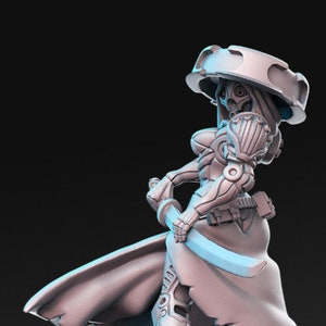 Robot Samurai &quot;Akane&quot; Resin Miniature / Wasteland / 28mm / 32mm / DND / Pathfinder Tabletop Games RN Estudio