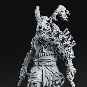 Apocalyptic Survivor &quot;Devil Wheeler&quot; Resin Miniature / Wasteland / 28mm / 32mm / DND / Pathfinder Tabletop Games RN Estudio