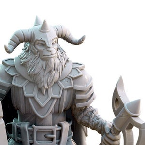 Goatfolk Warrior D&D Mini Resin 28mm 32mm Miniature Dungeons and Dragons DnD Pathfinder Tabletop RPG Figure Hexy Studios Instant Encounters