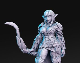 Sexy Female Archer Ranger Mirvielle D&D 3D Resin Print 32mm / 28mm Miniature Dungeons Dragons DnD Pathfinder Tabletop Display RPG RN Estudio