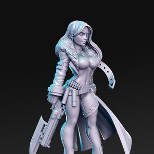 Sexy Female Gunslinger Trish D&D Resin Printed 32mm 28mm Miniature Dungeons Dragons DnD Pathfinder Tabletop Display Classic JRPG RN Estudio