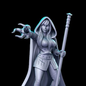 Mage Female Wizard D&D Resin Printed 32mm/28mm Miniature Dungeons Dragons DnD Pathfinder Tabletop Display RPG RN Estudio Heroine's Quest 2