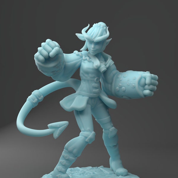 Female Tiefling Artificer D&D Resin Printed 28mm or 32mm Miniature Dungeons and Dragons DnD Pathfinder Tabletop Twin Goddess Display or RPG