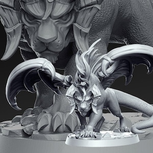 Carac the Chimera Large Monster Mini D&D Resin Print 32mm / 28mm Miniature Dungeons Dragons DnD Pathfinder Tabletop Display RPG RN Estudio