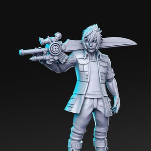 Espadon Nightsky Fantasy Warrior 3D D&D imprimé résine 32 mm/28 mm Donjons miniatures Dragons D&D Pathfinder présentoir de table RPG RN Estudio