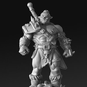 Half-Orc Warrior &quot;Nadug&quot; Resin Miniature Crossing Paths 28mm 32mm DND Pathfinder Tabletop Games RN Estudio