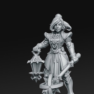 Human Female Paladin &quot;Zoe Tsun&quot; Resin Miniature 28mm 32mm DND Pathfinder Tabletop Games  RN Estudio