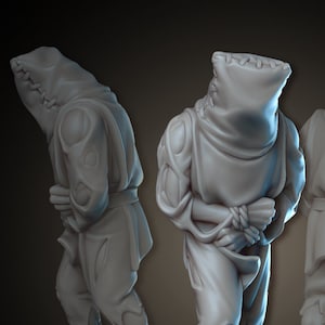 Hooded Mystery Prisoner NPC 28mm or 32mm D&D 3D Resin Printed Miniature Dungeons and Dragons Pathfinder Tabletop Roleplaying Vae Victis Mini